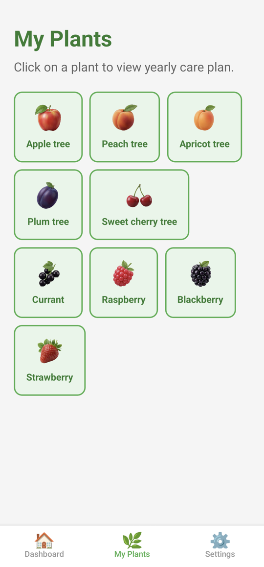 Fruit Grower Free - Yearly care plan