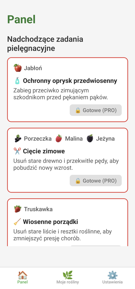 Sadownik Free – Ekran wyboru roślin